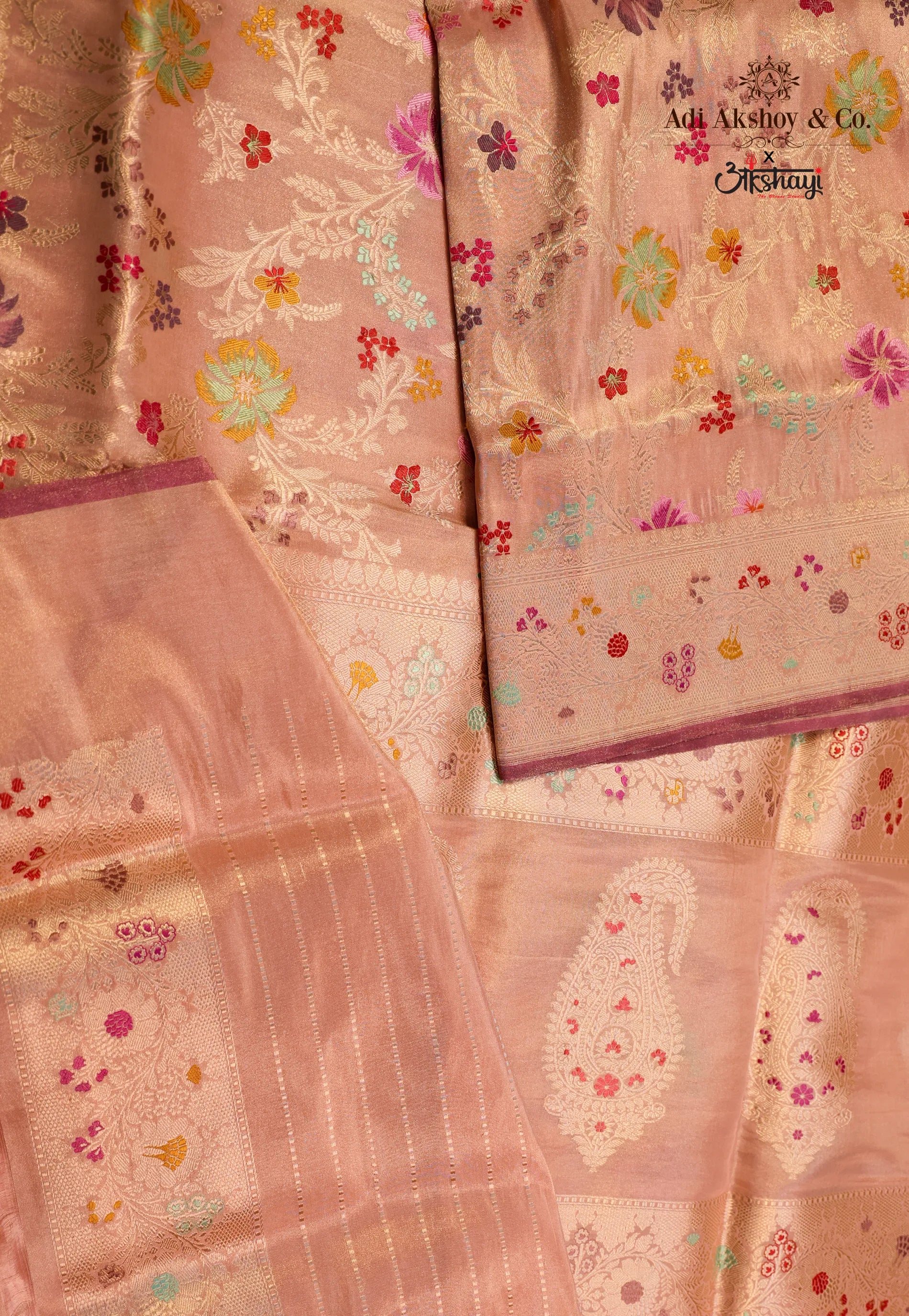 Tussar Colour Exclusive Pure Tissue Silk Saree with Blouse Piece - Adi Akshoy & Co.