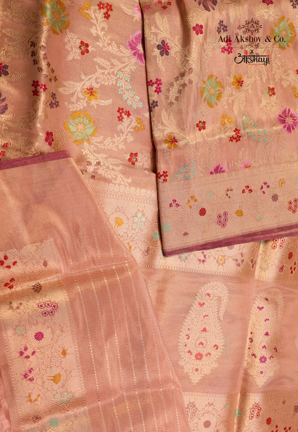 Tussar Colour Exclusive Pure Tissue Silk Saree with Blouse Piece - Adi Akshoy & Co.