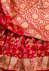 Red Pure Exclusive Kadwa Katan Silk Saree with Blouse Piece - Adi Akshoy & Co.