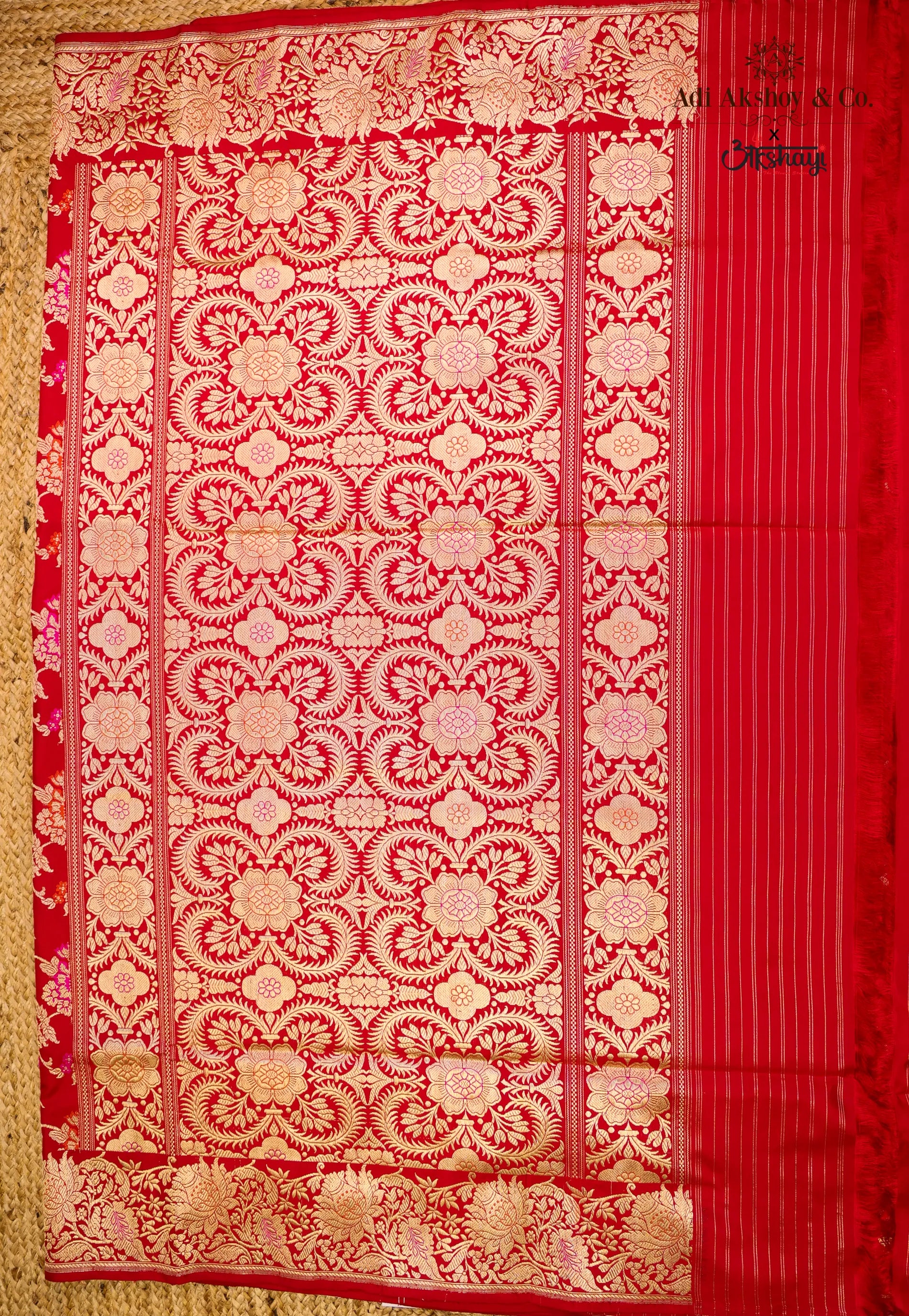 Red Pure Exclusive Kadwa Katan Silk Saree with Blouse Piece - Adi Akshoy & Co.