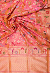 Pink Pure Exclusive Kadwa Katan Silk Saree with Blouse Piece - Adi Akshoy & Co.
