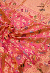 Pink Pure Exclusive Kadwa Katan Silk Saree with Blouse Piece - Adi Akshoy & Co.