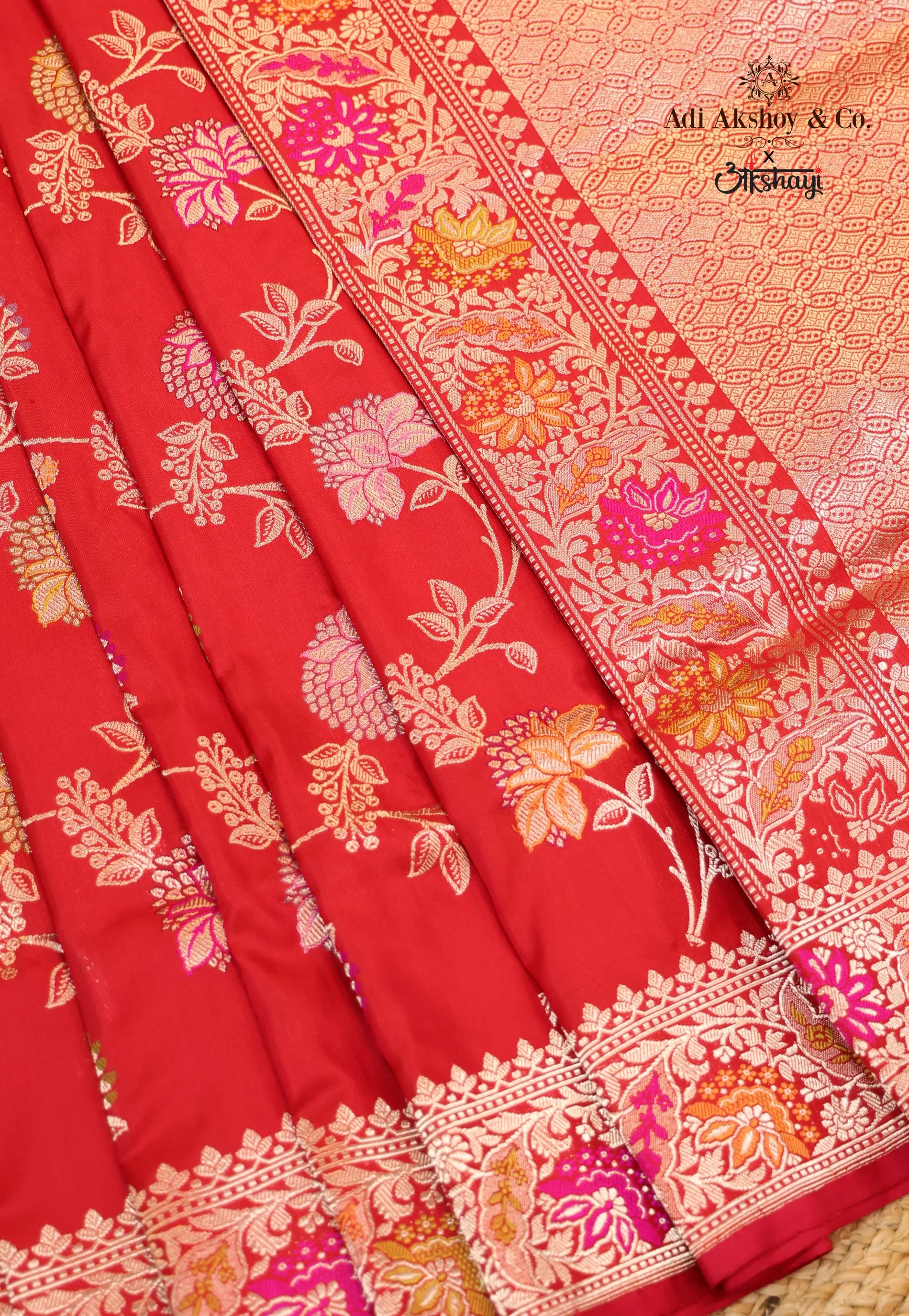 Red Pure Exclusive Kadwa Katan Silk Saree with Blouse Piece - Adi Akshoy & Co.