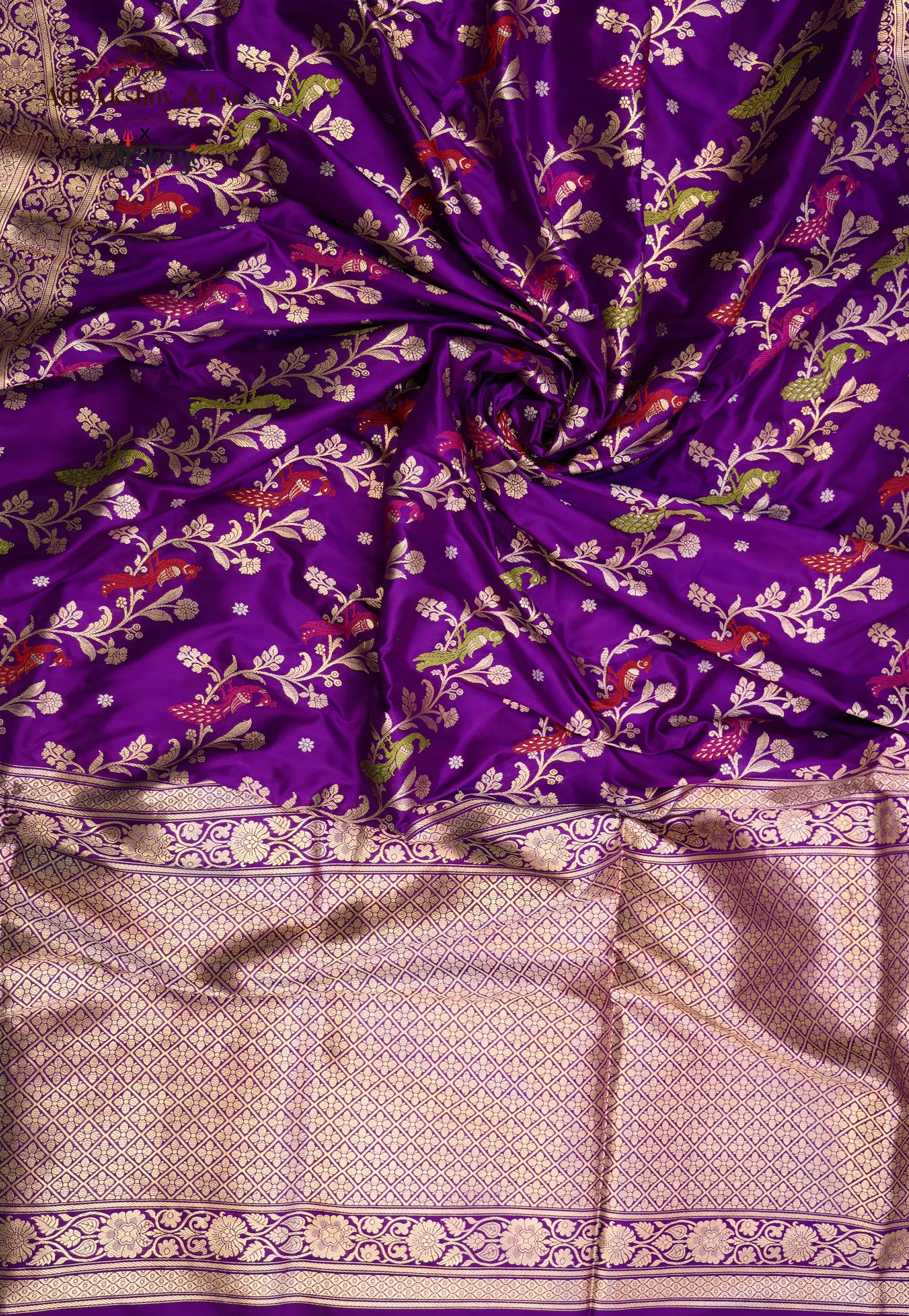 Purple Pure Exclusive Kadwa Katan Silk Saree with Blouse Piece - Adi Akshoy & Co.
