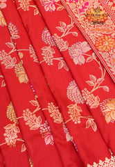 Red Pure Exclusive Kadwa Katan Silk Saree with Blouse Piece - Adi Akshoy & Co.