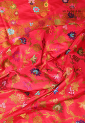 Red Pure Exclusive Kadwa Katan Silk Saree with Blouse Piece - Adi Akshoy & Co.