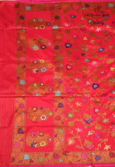 Red Pure Exclusive Kadwa Katan Silk Saree with Blouse Piece - Adi Akshoy & Co.
