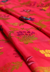 Red Pure Exclusive Kadwa Katan Silk Saree with Blouse Piece - Adi Akshoy & Co.