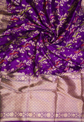 Purple Pure Exclusive Kadwa Katan Silk Saree with Blouse Piece - Adi Akshoy & Co.