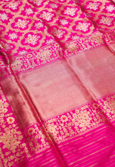 Rani Pink Pure Exclusive Kadwa Katan Silk Saree with Blouse Piece - Adi Akshoy & Co.