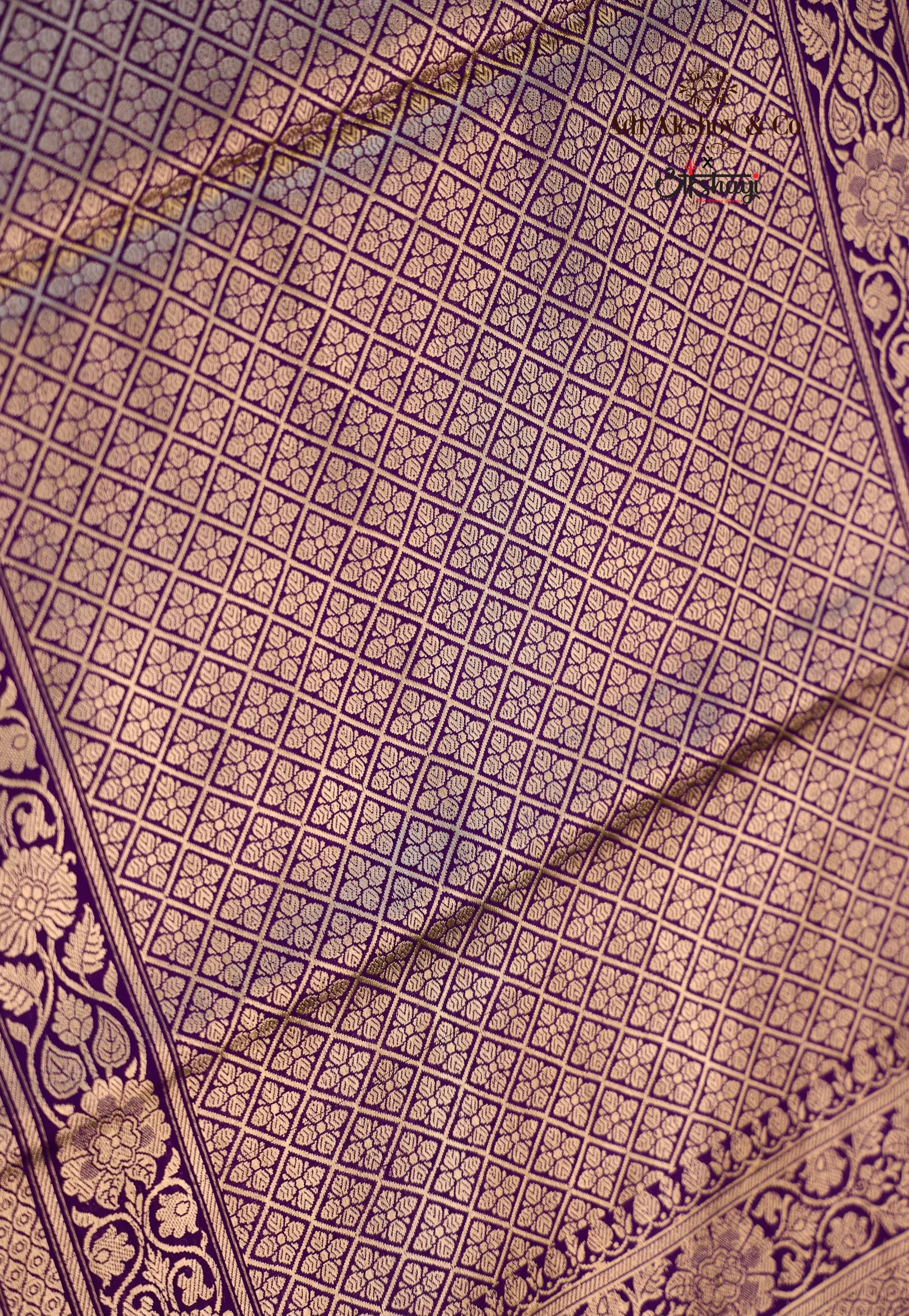 Purple Pure Exclusive Kadwa Katan Silk Saree with Blouse Piece - Adi Akshoy & Co.