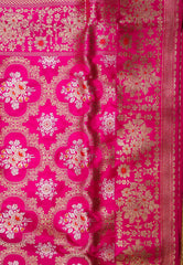 Rani Pink Pure Exclusive Kadwa Katan Silk Saree with Blouse Piece - Adi Akshoy & Co.