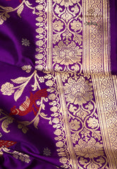 Purple Pure Exclusive Kadwa Katan Silk Saree with Blouse Piece - Adi Akshoy & Co.