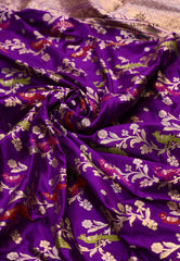 Purple Pure Exclusive Kadwa Katan Silk Saree with Blouse Piece - Adi Akshoy & Co.