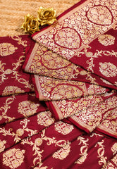 Red Pure Exclusive Kadwa Katan Silk Saree with Blouse Piece - Adi Akshoy & Co.
