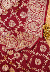 Red Pure Exclusive Kadwa Katan Silk Saree with Blouse Piece - Adi Akshoy & Co.