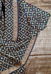 Peacock Blue Pure Exclusive Kadwa Katan Silk Saree with Blouse Piece - Adi Akshoy & Co.