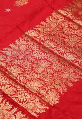 Red Pure Exclusive Kadwa Katan Silk Saree with Blouse Piece - Adi Akshoy & Co.