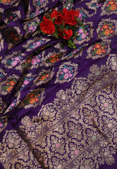 Purple Pure Exclusive Kadwa Katan Banarasi Silk Saree with Blouse Piece - Adi Akshoy & Co.