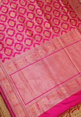 Rani Pink Pure Exclusive Kadwa Katan Banarasi Silk Saree with Blouse Piece - Adi Akshoy & Co.