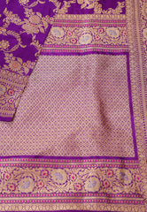 Purple Pure Exclusive Kadwa Katan Banarasi Silk Saree with Blouse Piece - Adi Akshoy & Co.