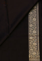 Black Pure Exclusive Kadwa Katan Silk Saree with Blouse Piece - Adi Akshoy & Co.