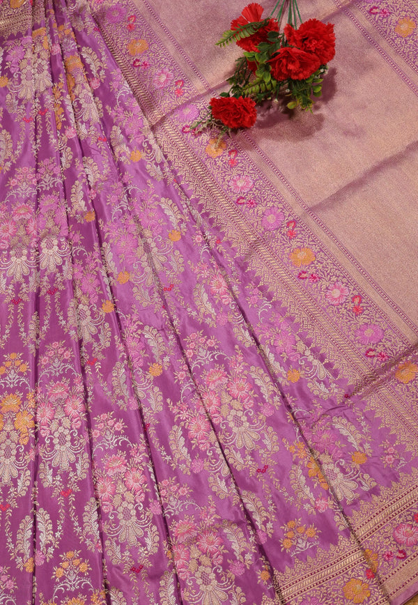Onion Pink Pure Exclusive Kadwa Katan Banarasi Saree with Blouse Piece