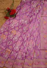 Onion Pink Pure Exclusive Kadwa Katan Banarasi Saree with Blouse Piece