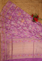 Onion Pink Pure Exclusive Kadwa Katan Banarasi Saree with Blouse Piece