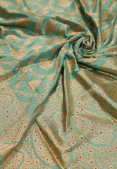 Sea Green Pure Exclusive Kadwa Katan Banarasi Saree with Blouse Piece - Adi Akshoy & Co.