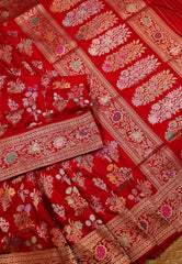 Red Pure Exclusive Kadwa Katan Banarasi Saree with Blouse Piece - Adi Akshoy & Co.