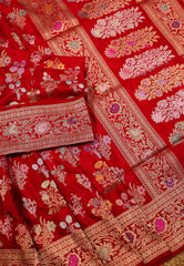 Red Pure Exclusive Kadwa Katan Banarasi Saree with Blouse Piece - Adi Akshoy & Co.