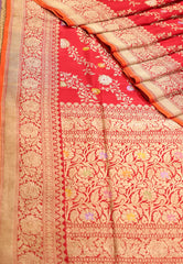 Red Pure Exclusive Kadwa Katan Banarasi Saree with Blouse Piece - Adi Akshoy & Co.