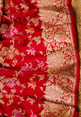 Red Pure Exclusive Kadwa Katan Silk Saree with Blouse Piece - Adi Akshoy & Co.