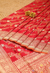 Red Pure Exclusive Kadwa Katan Banarasi Saree with Blouse Piece - Adi Akshoy & Co.
