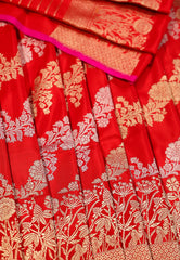 Red Pure Exclusive Kadwa Katan Banarasi Saree with Blouse Piece - Adi Akshoy & Co.