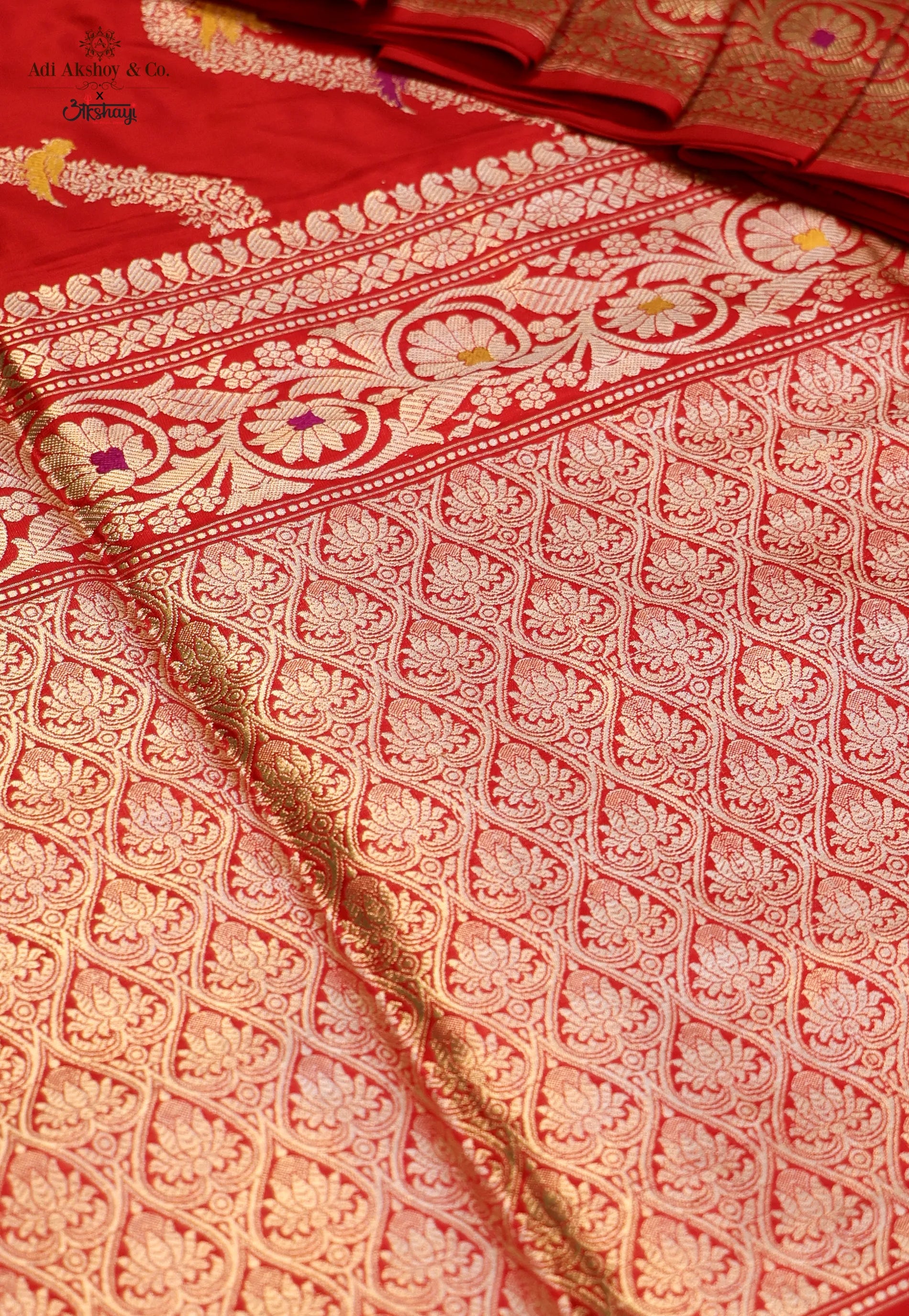 Dark Red Exclusive Wedding Kadwa Katan Pure Silk Saree with Blouse Piece - Adi Akshoy & Co.