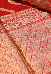 Dark Red Exclusive Wedding Kadwa Katan Pure Silk Saree with Blouse Piece - Adi Akshoy & Co.