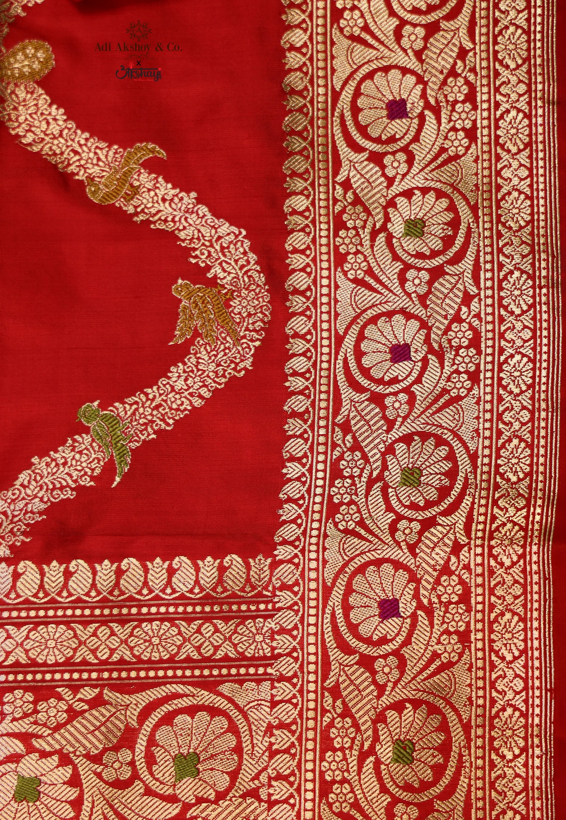 Dark Red Exclusive Wedding Kadwa Katan Pure Silk Saree with Blouse Piece - Adi Akshoy & Co.
