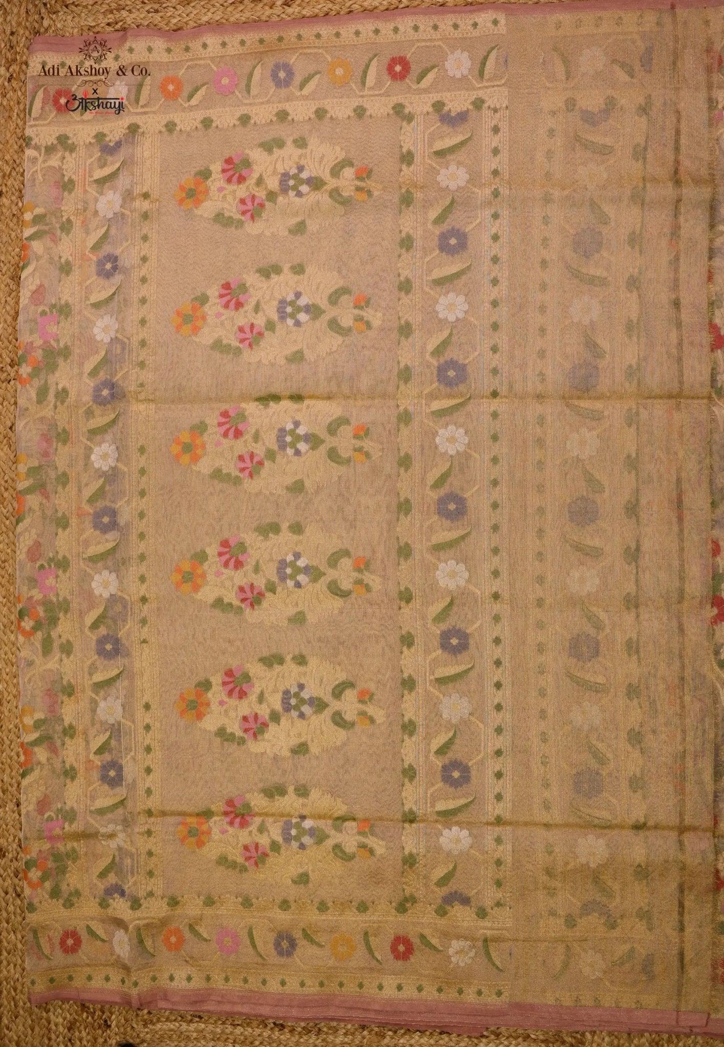 Tussar Colour Exclusive Pure Tissue Silk Saree with Blouse Piece - Adi Akshoy & Co.