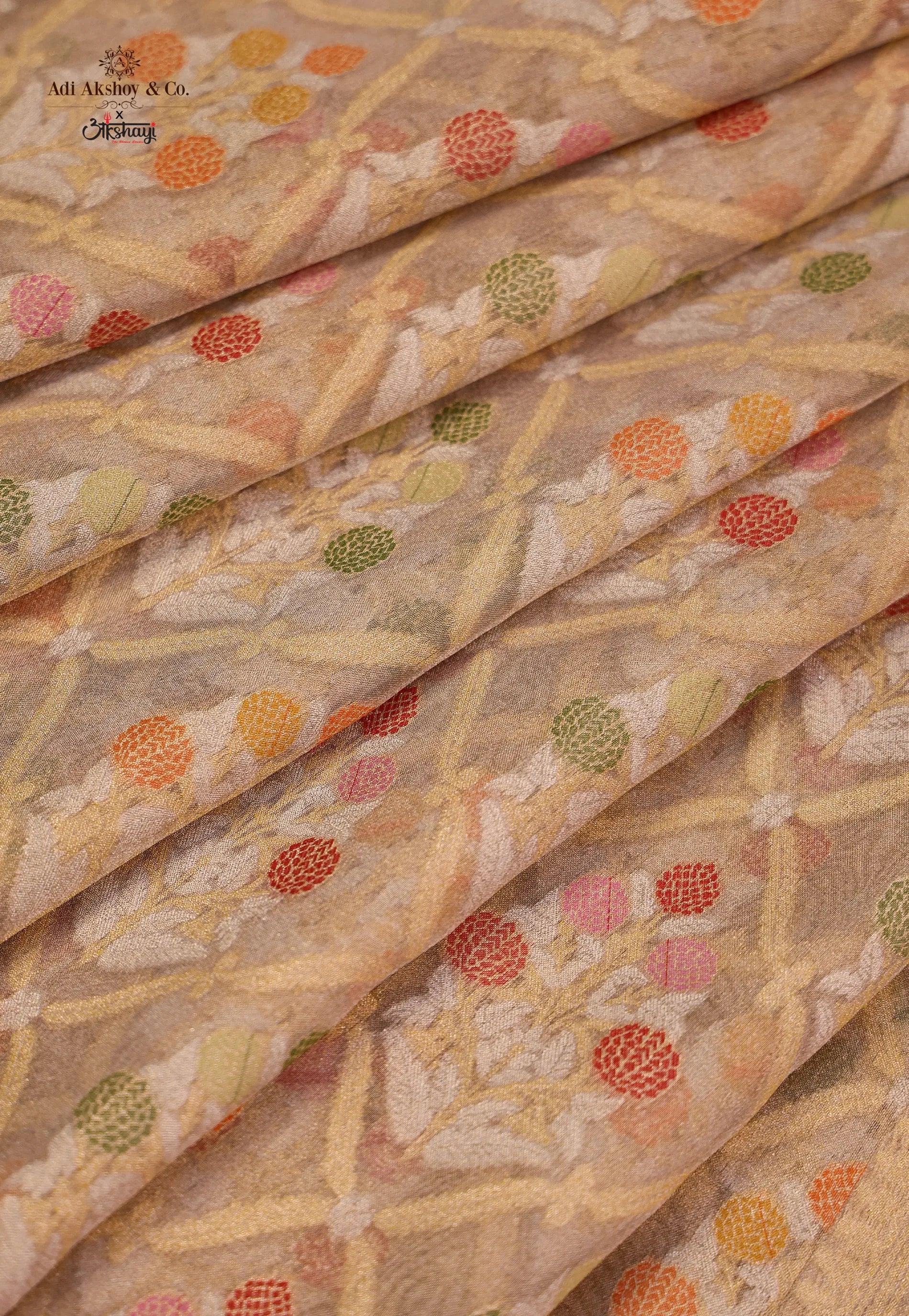 Tussar Colour Exclusive Pure Tissue Silk Saree with Blouse Piece - Adi Akshoy & Co.