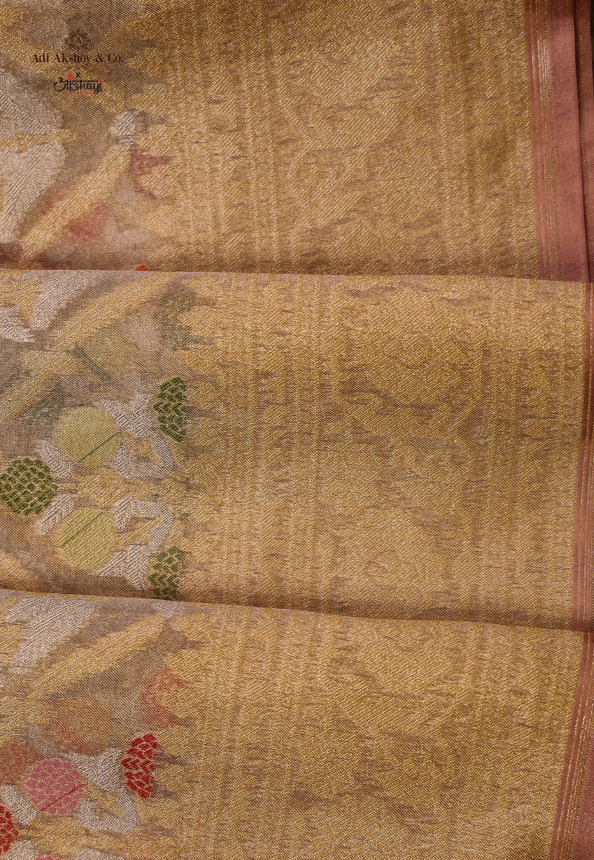 Tussar Colour Exclusive Pure Tissue Silk Saree with Blouse Piece - Adi Akshoy & Co.