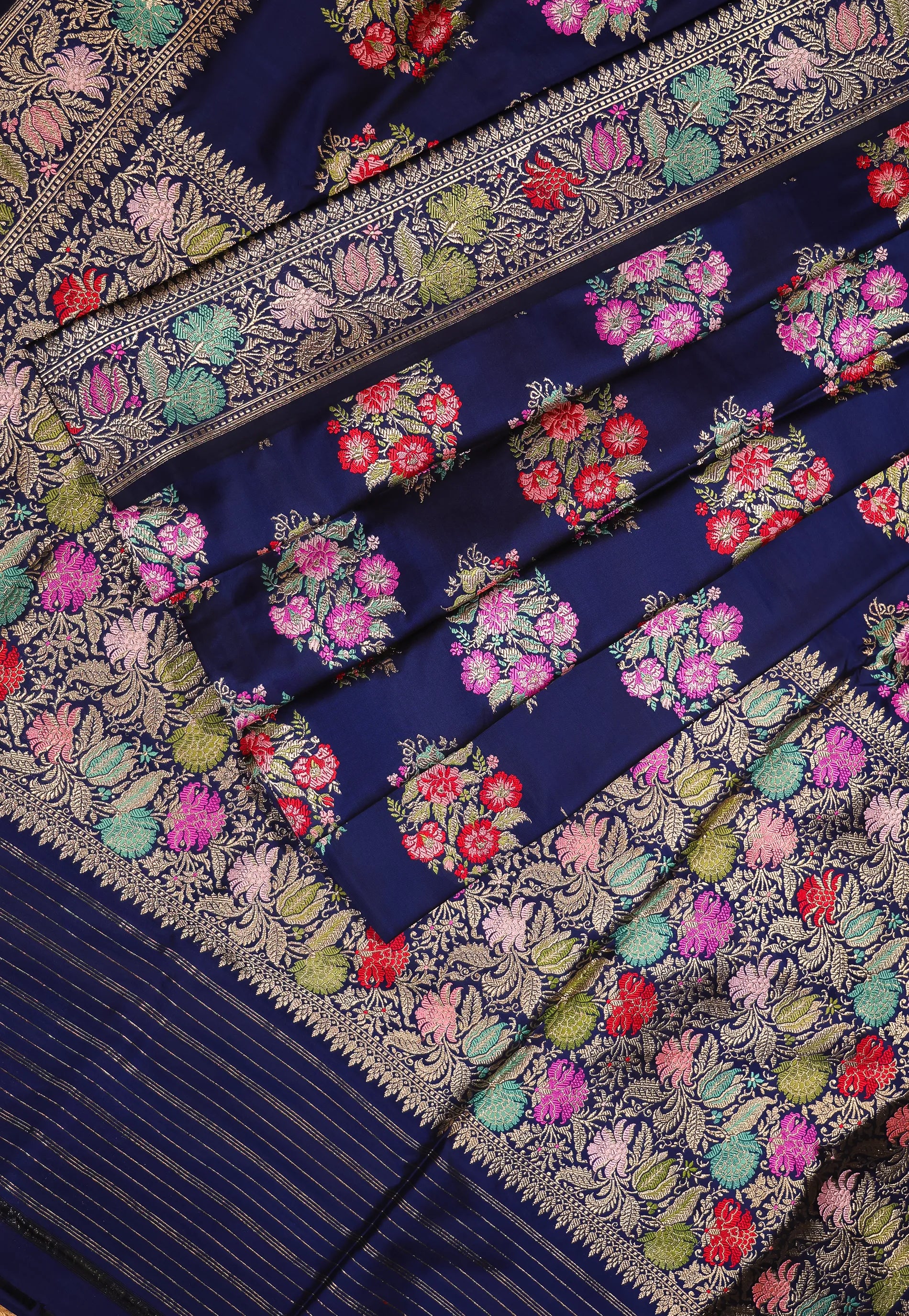 Blue Pure Exclusive Kadwa Katan Banarasi Saree with Blouse Piece - Adi Akshoy & Co.