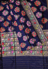 Blue Pure Exclusive Kadwa Katan Banarasi Saree with Blouse Piece - Adi Akshoy & Co.