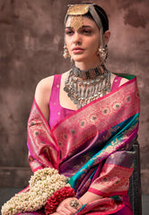 Rama Green Kanjivaram Silk with Zari work Saree with Blouse Piece - Adi Akshoy & Co.