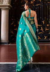 Rama Green Mashru Silk Saree with Blouse Piece  – Adi Akshoy & Co.