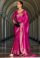 Rani Pink Mashru Silk Saree with Blouse Piece  – Adi Akshoy & Co.