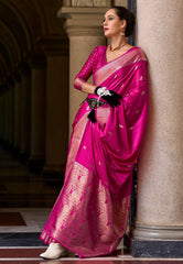 Rani Pink Mashru Silk Saree with Blouse Piece  – Adi Akshoy & Co.
