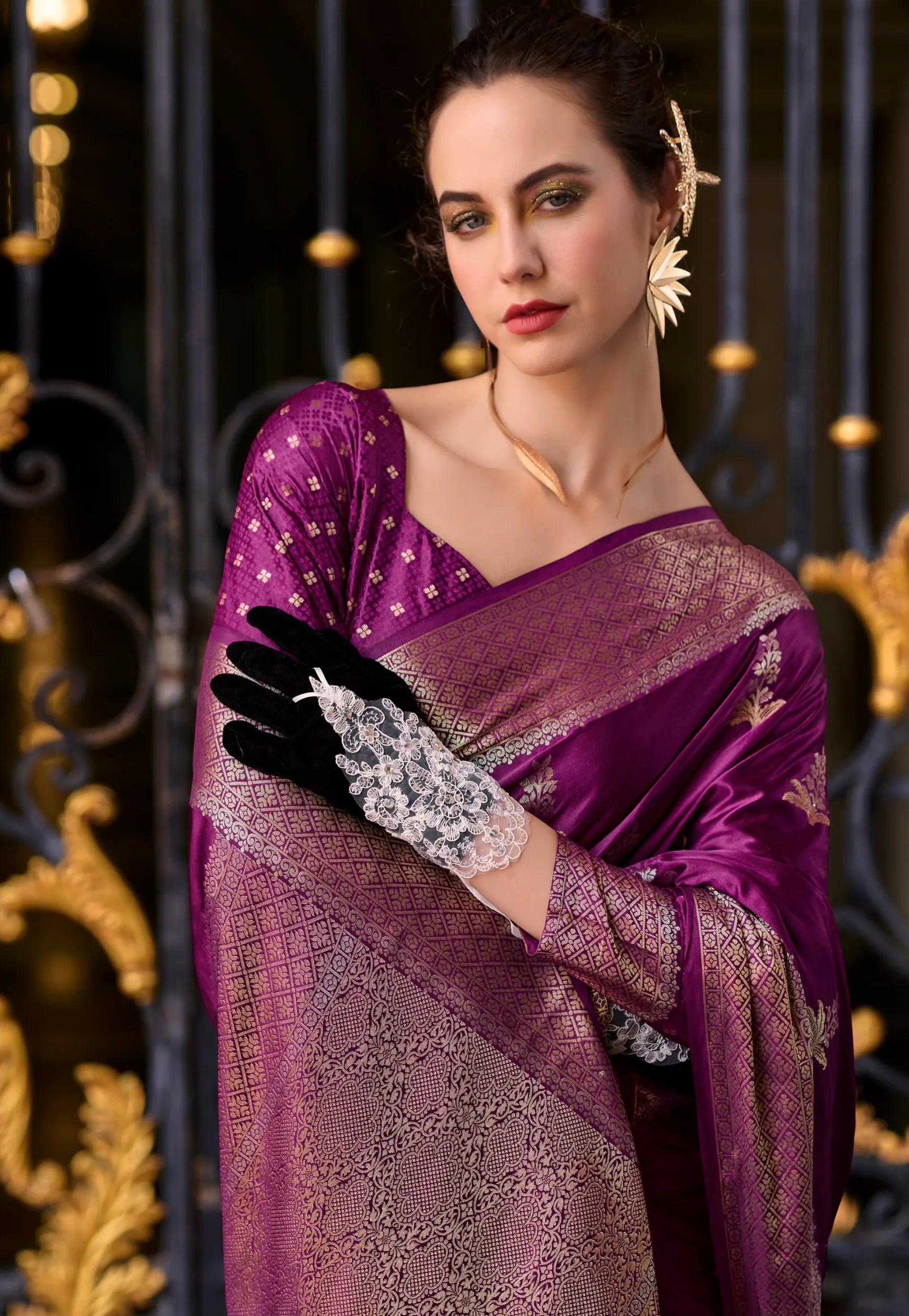 Magenta Mashru Silk Saree with Blouse Piece  – Adi Akshoy & Co.