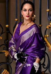 Purple Mashru Silk Saree with Blouse Piece  – Adi Akshoy & Co.